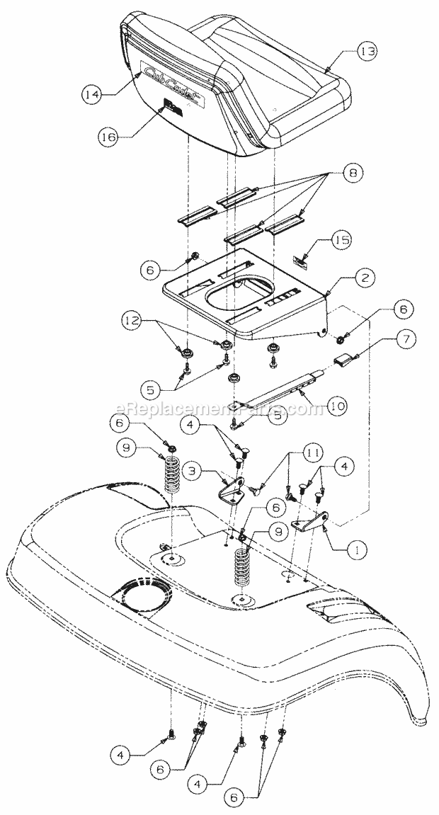 Seat And Support Diagram and Parts List for 13A-264G100 Cub Cadet Lawn Tractor